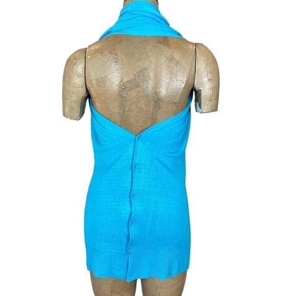 Papillon 3 in 1 bamboo knit scarf wrap cardigan button-up turquoise 254i - Picture 6 of 11